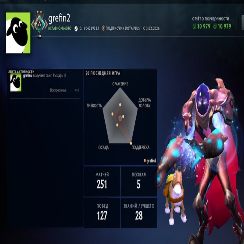 🏅 MMR 1718 | 🕒 421 hours | 🛡 10979