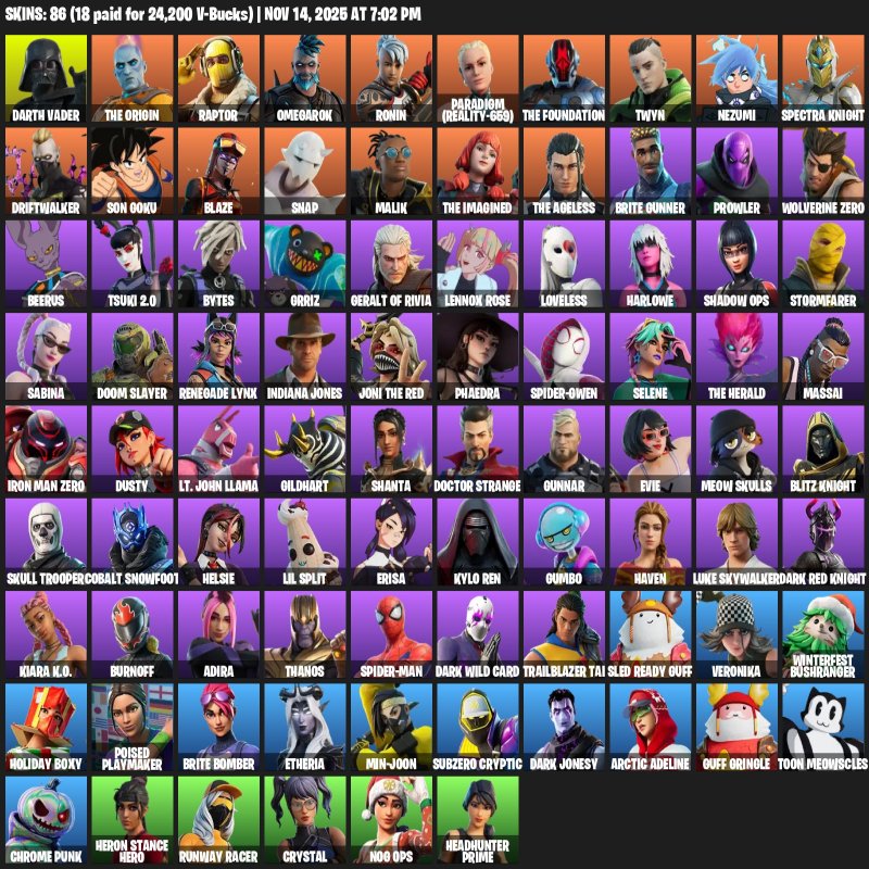 87 скінів | Darth Vader | Son Goku | Brite Gunner | Brite Bomber | Crystal