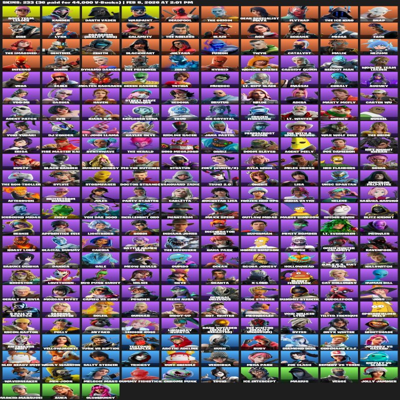 🎨 233 skins | 🌟 Fortnite account