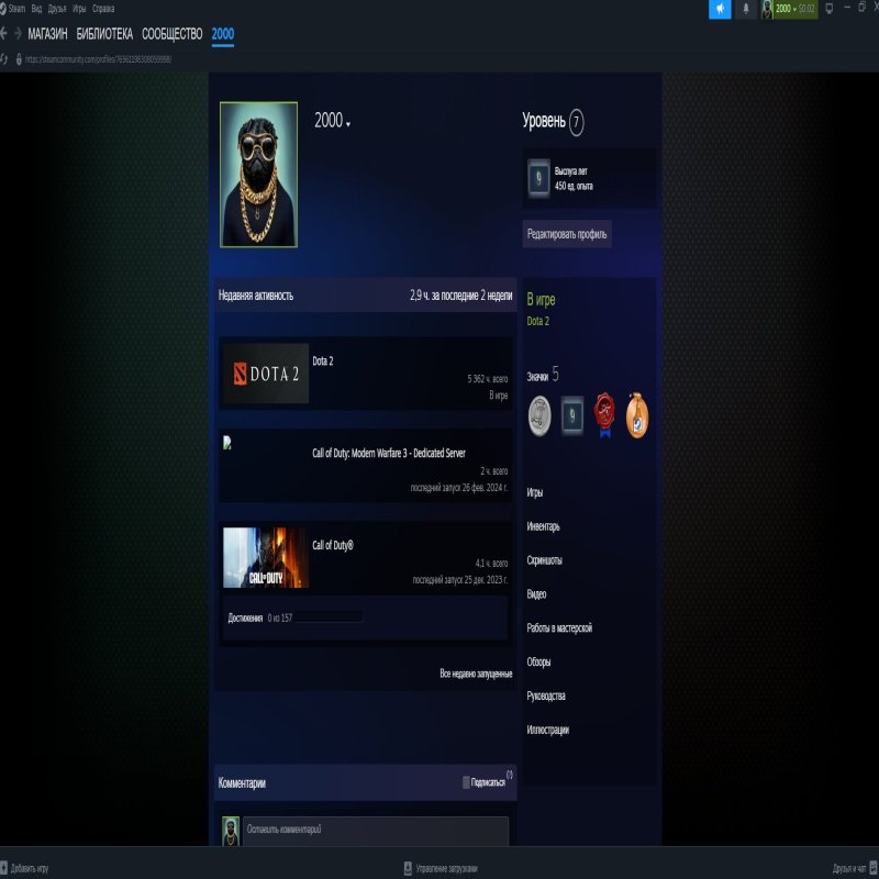 🏅 MMR 2000 | 🕒 5362 годин | 🛡 6000