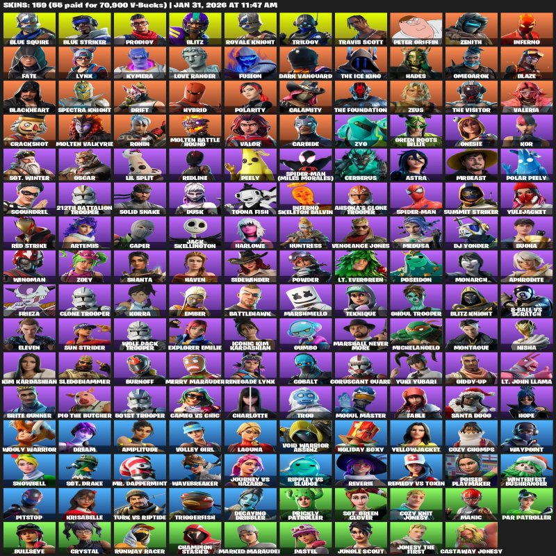 🎨 159 скінів | 🌟 Fortnite акаунт