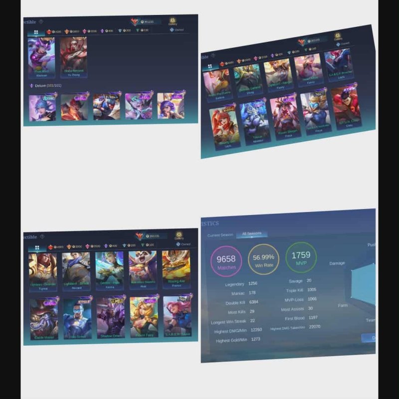 🎮 Mobile Legends акаунт | Міфічний Безсмертний | 130 героїв | 662 облич