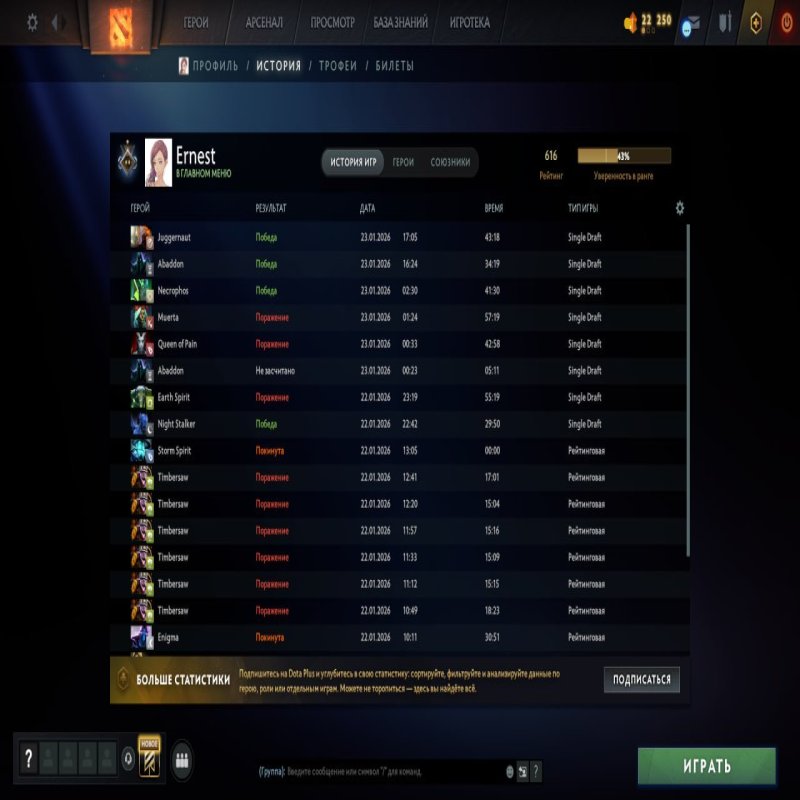 🏅 MMR 616 | 🕒 200 hours | 🛡 9838