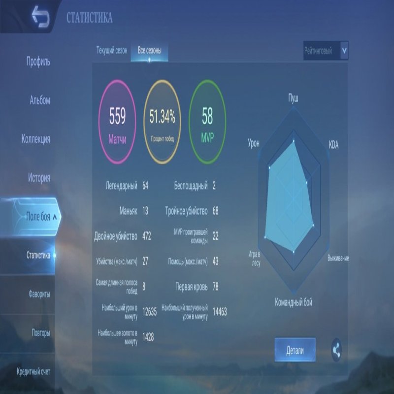 🎮 Mobile Legends account | Epic | 38 heroes | 53 skins