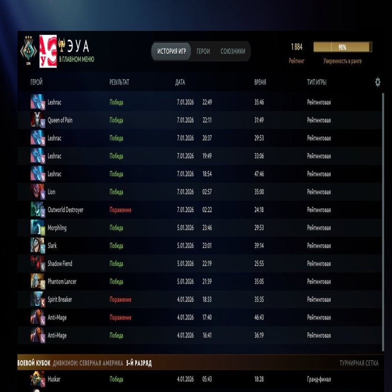 🏅 MMR 1884 | 🕒 279 годин | 🛡 10514