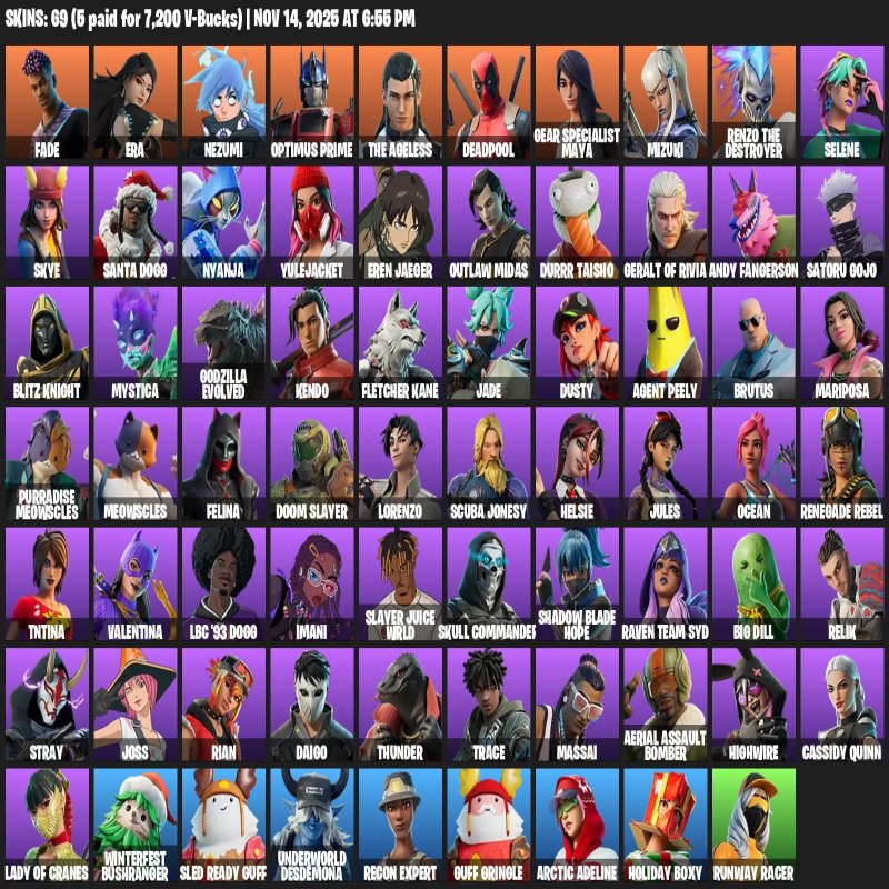 🎨 69 скінів | 🌟 Fortnite акаунт