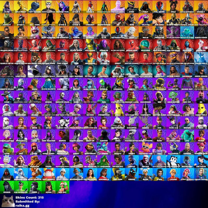 🎨 215 скінів | 🌟 Fortnite акаунт