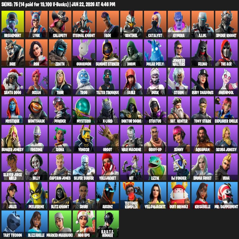 🎨 76 скінів | 🌟 Fortnite акаунт