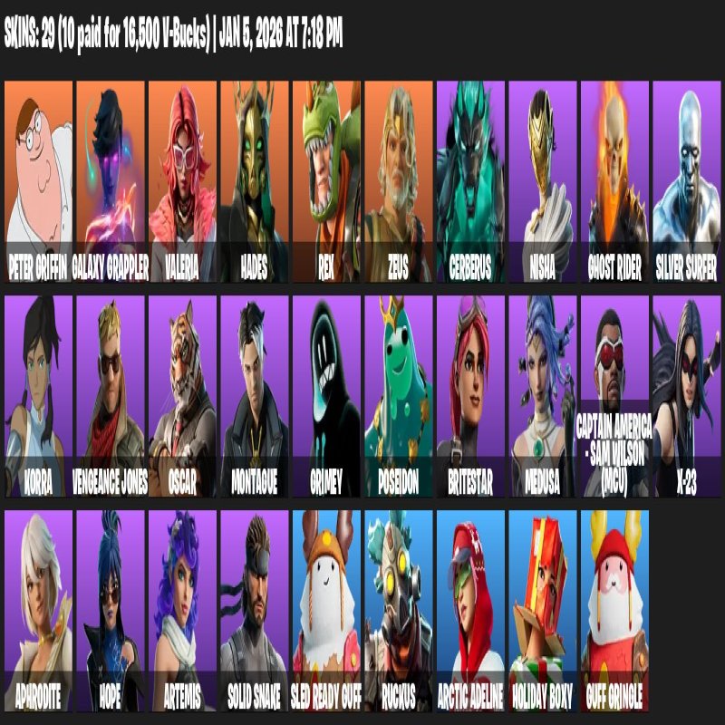 🎨 29 скінів | 🌟 Fortnite акаунт