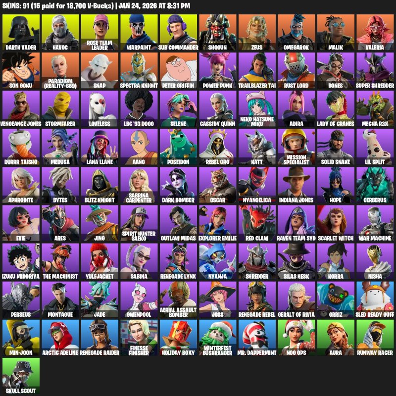 🎨 91 скин | 🌟 Fortnite аккаунт