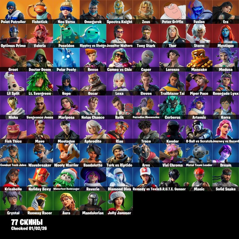 🎨 77 скінів | 🌟 Fortnite акаунт