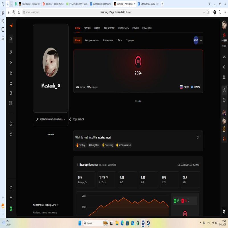💥 [FACEIT LVL 10] 2354 ELO | 🕒 402 матча | ✅ ВЕРИФИЦИРОВАН | 🌟 ПРАЙМ❗️