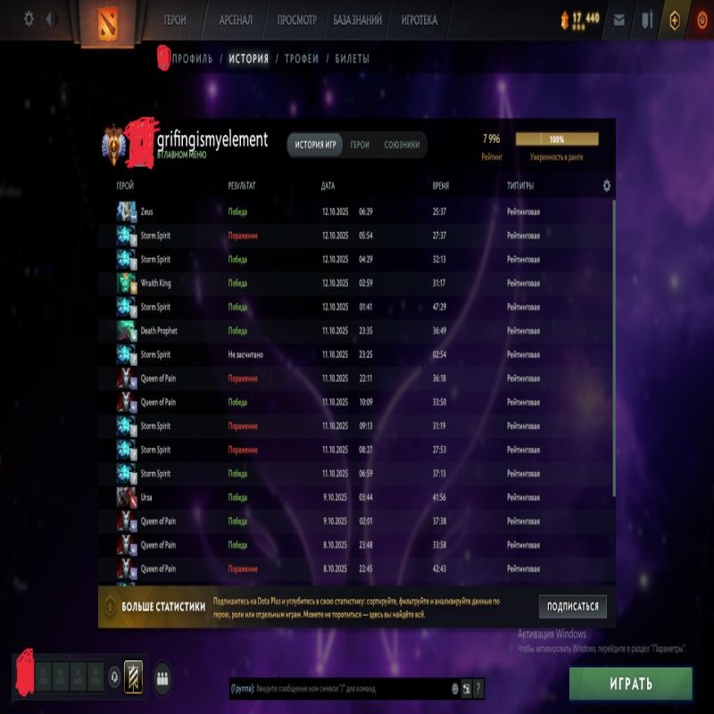 🏅 MMR 8000 | 🕒 700 годин | 🛡 12000