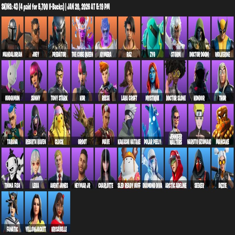 🎨 43 skins | 🌟 Fortnite account