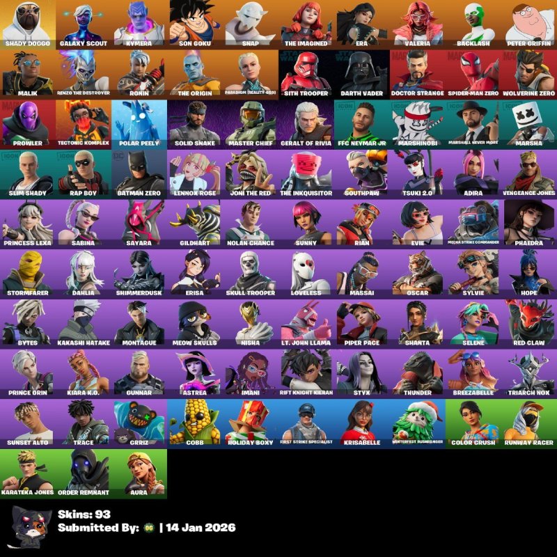🎨 93 скінів | 🌟 Fortnite акаунт