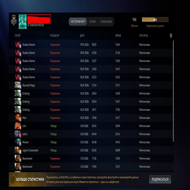 🏅 MMR 958 | 🕒 1248 hours | 🛡 9053