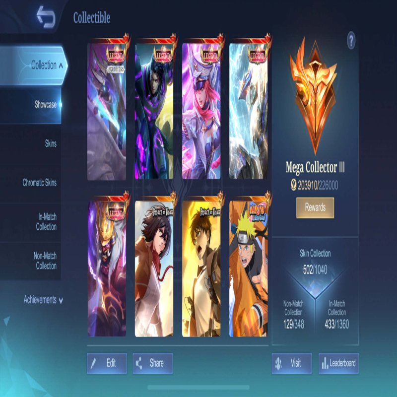 🎮 Mobile Legends акаунт | Міфічний Безсмертний | 130 героїв | 502 облич