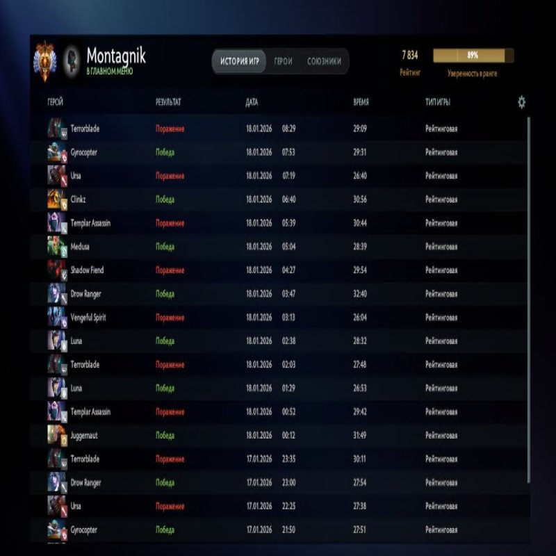 🏅 MMR 7834 | 🕒 319 годин | 🛡 10751