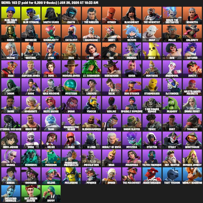 🎨 103 скінів | 🌟 Fortnite акаунт