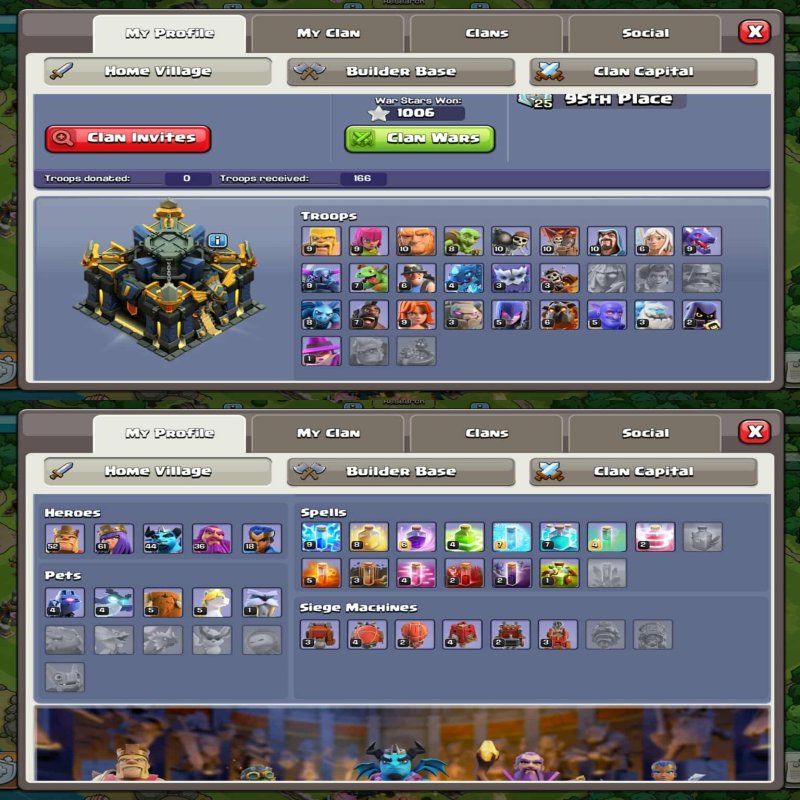 🏰 Clash of Clans акаунт | Ратуша 17 рівня | Рівень 52/61/36/18