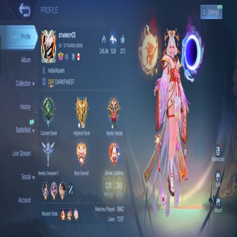 🎮 Mobile Legends акаунт | Епік | 125 героїв | 281 облич