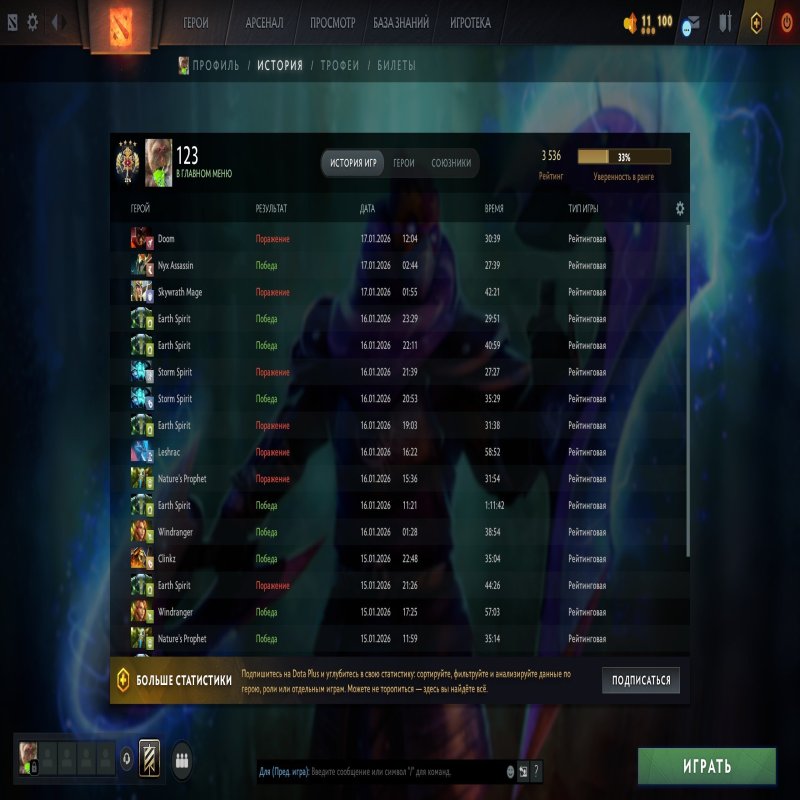 🏅 MMR 3536 | 🕒 960 годин | 🛡 7811