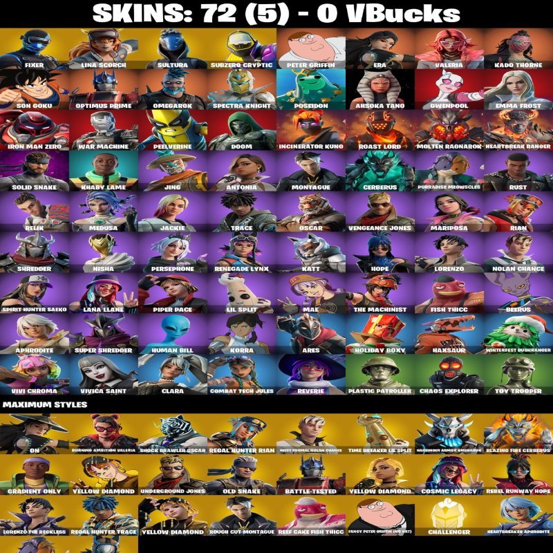 🎨 72 скінів | 🌟 Fortnite акаунт