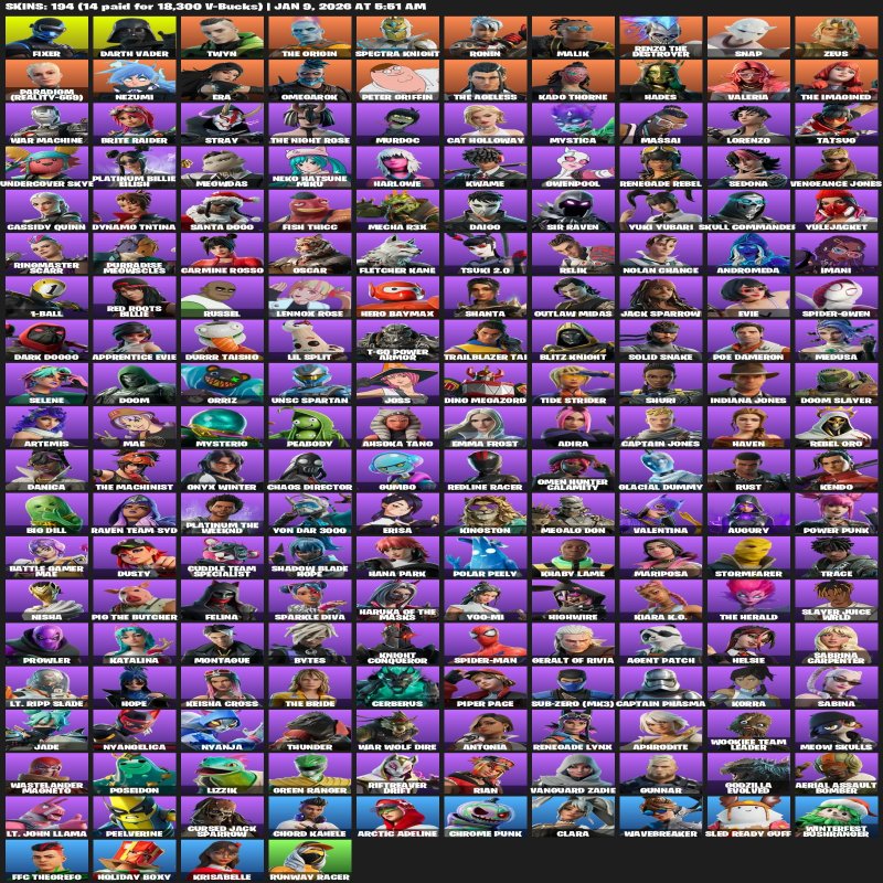 🎨 194 скінів | 🌟 Fortnite акаунт