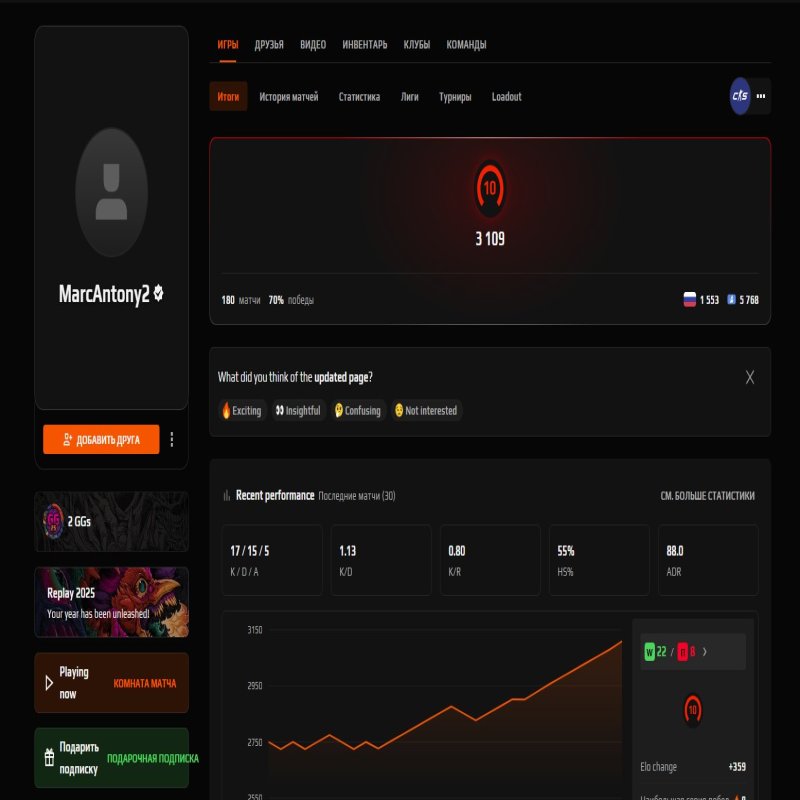 🎮 FACEIT LVL 10 | ⭐️ 3000 ELO | 🕒 210 матчів — Готовий до змагальної гри!