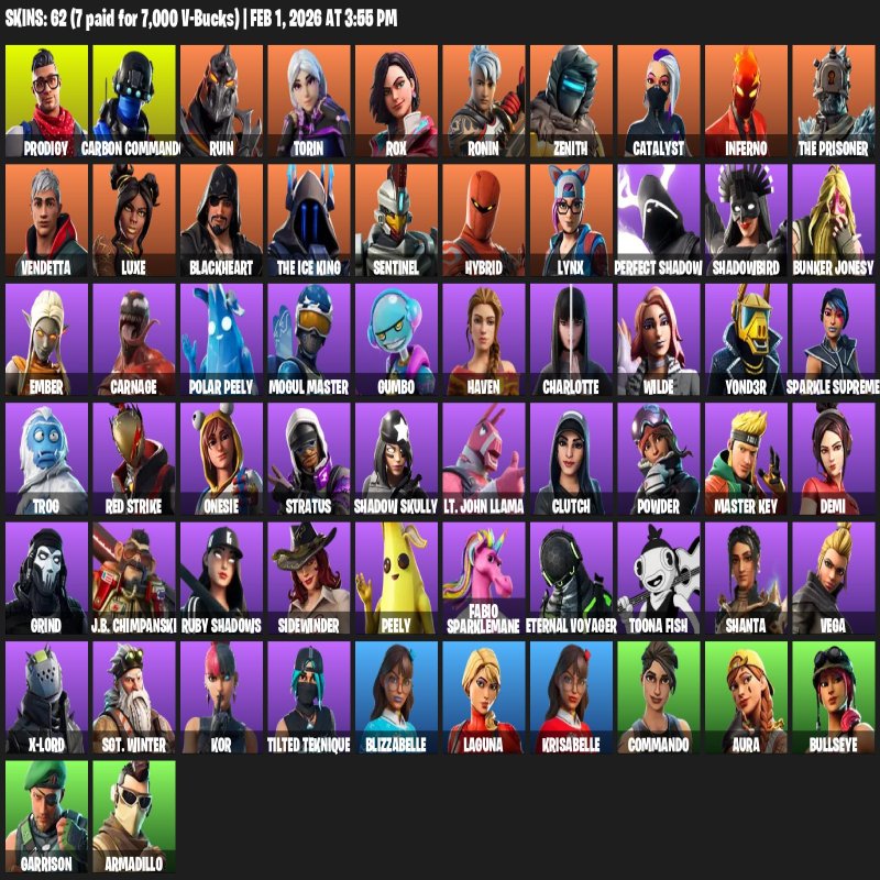 🎨 62 скінів | 🌟 Fortnite акаунт