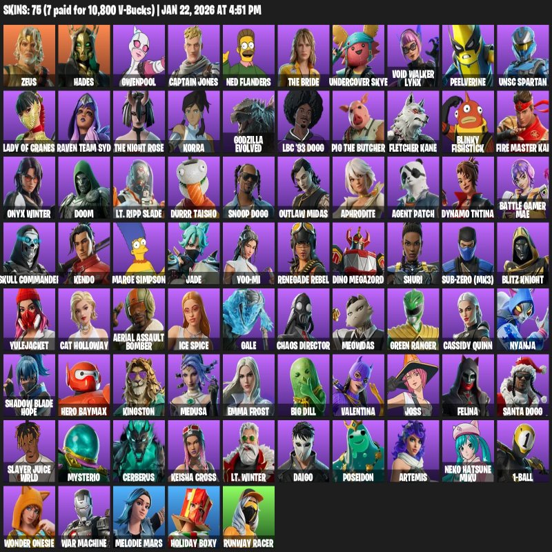 🎨 76 скинов | 🌟 Fortnite аккаунт