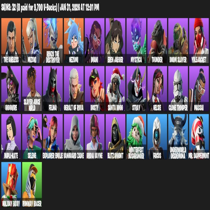 🎨 32 скінів | 🌟 Fortnite акаунт