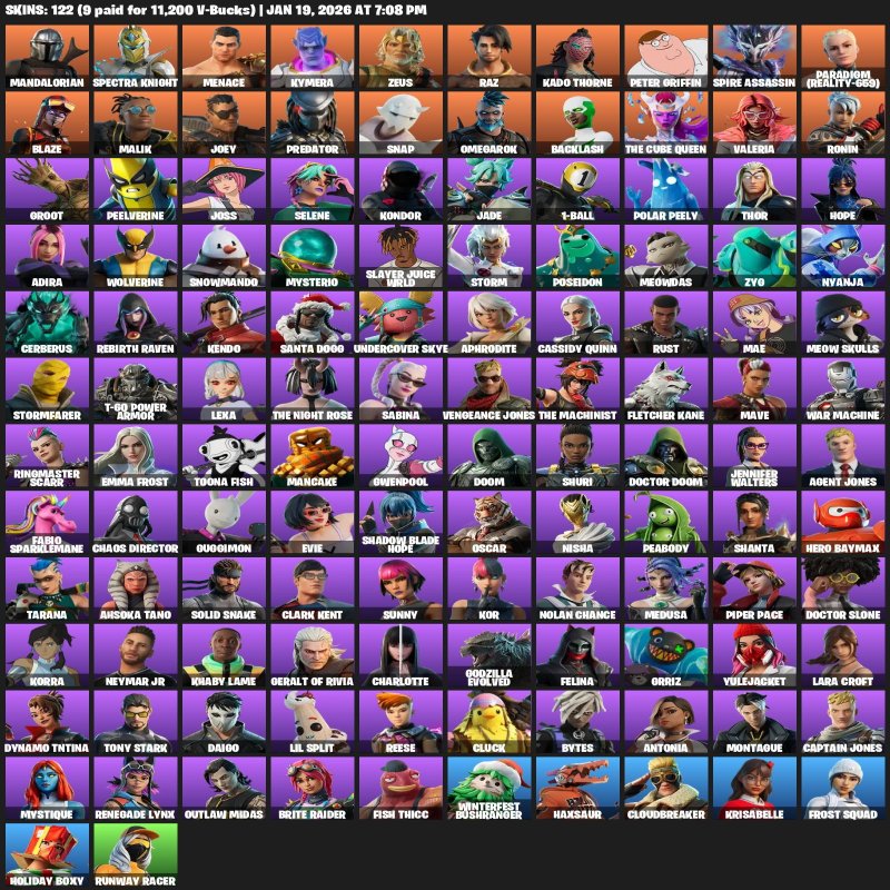 🎨 122 скінів | 🌟 Fortnite акаунт