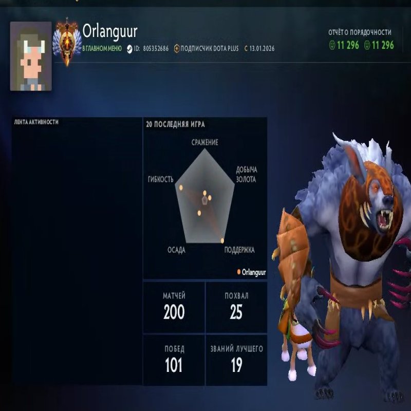 🏅 MMR 7832 | 🕒 265 годин | 🛡 11296