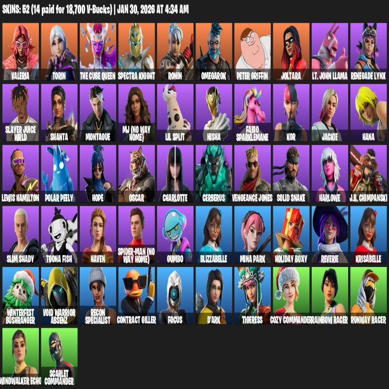 🎨 52 skins | 🌟 Fortnite account