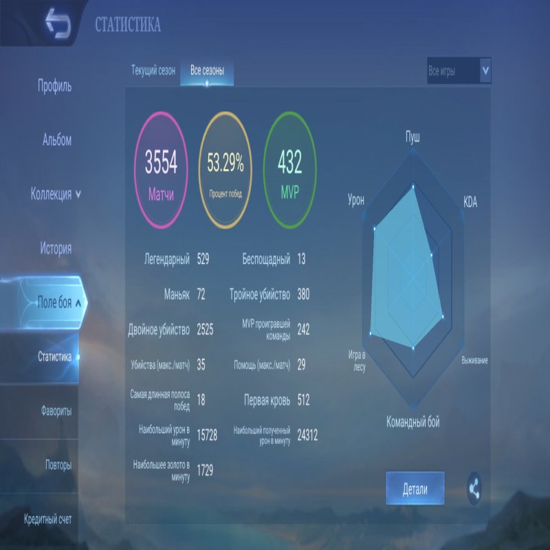 🎮 Mobile Legends account | Epic | 126 heroes | 352 skins