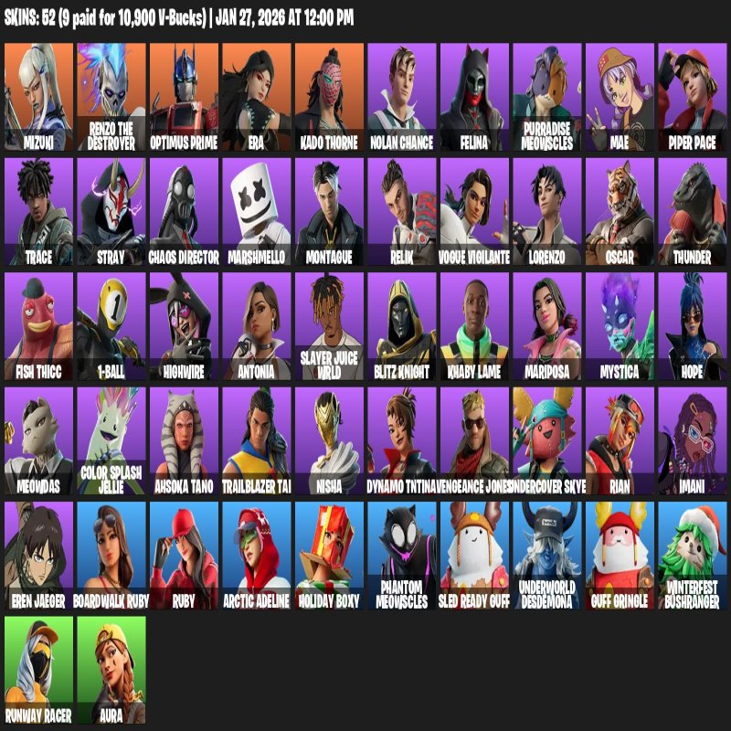 🎨 52 skins | 🌟 Fortnite account