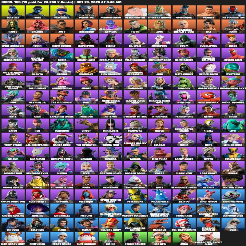 🎨 169 skins | 🌟 Fortnite account