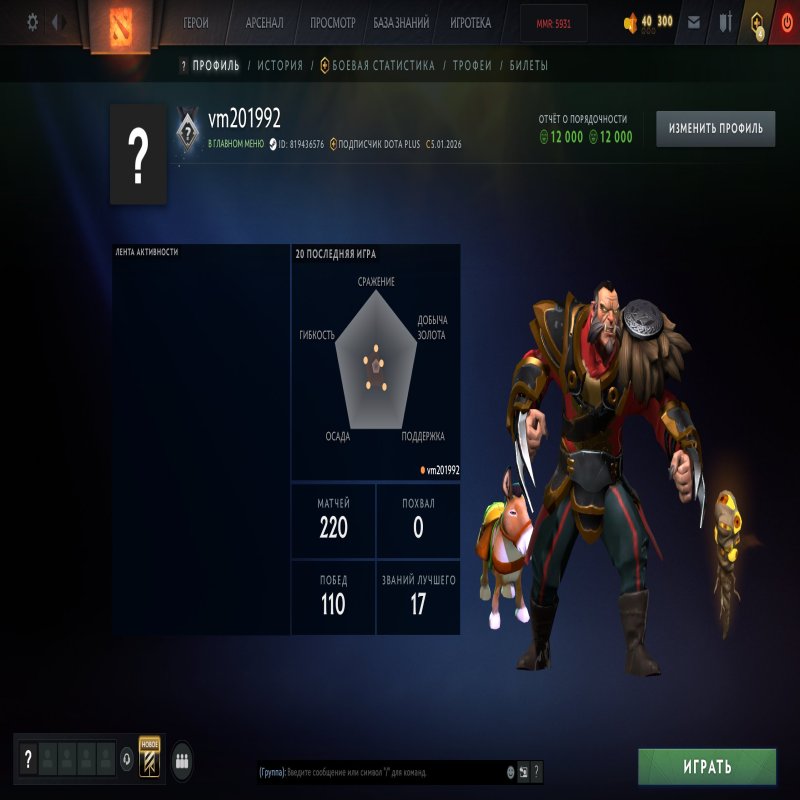 🏅 MMR 5930 | 🕒 200 годин | 🛡 12000