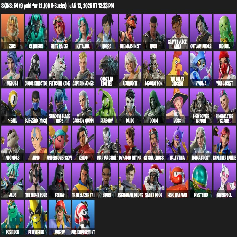 🎨 54 скіна | 🌟 Fortnite акаунт