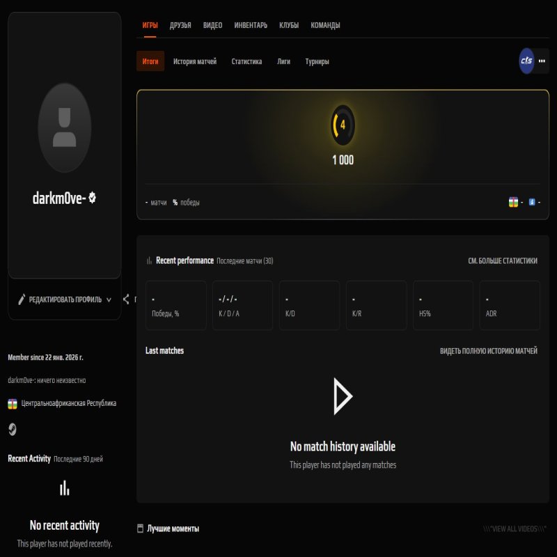 💎 CS Прайм | 🎯 FACEIT Рівень 4 | 🕒 1000 ELO — Готовий до матчів
