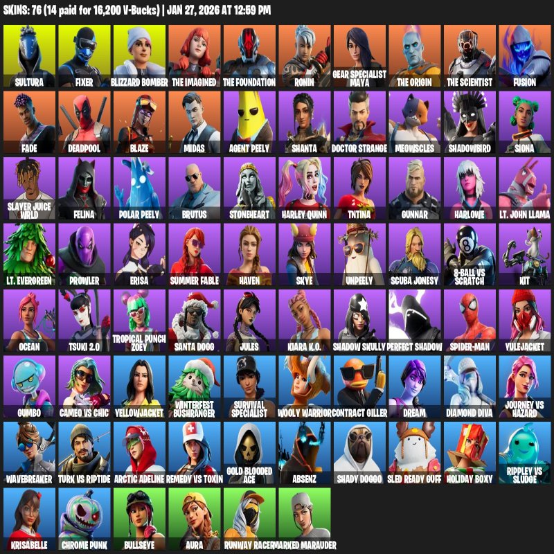 🎨 77 скінів | 🌟 Fortnite акаунт