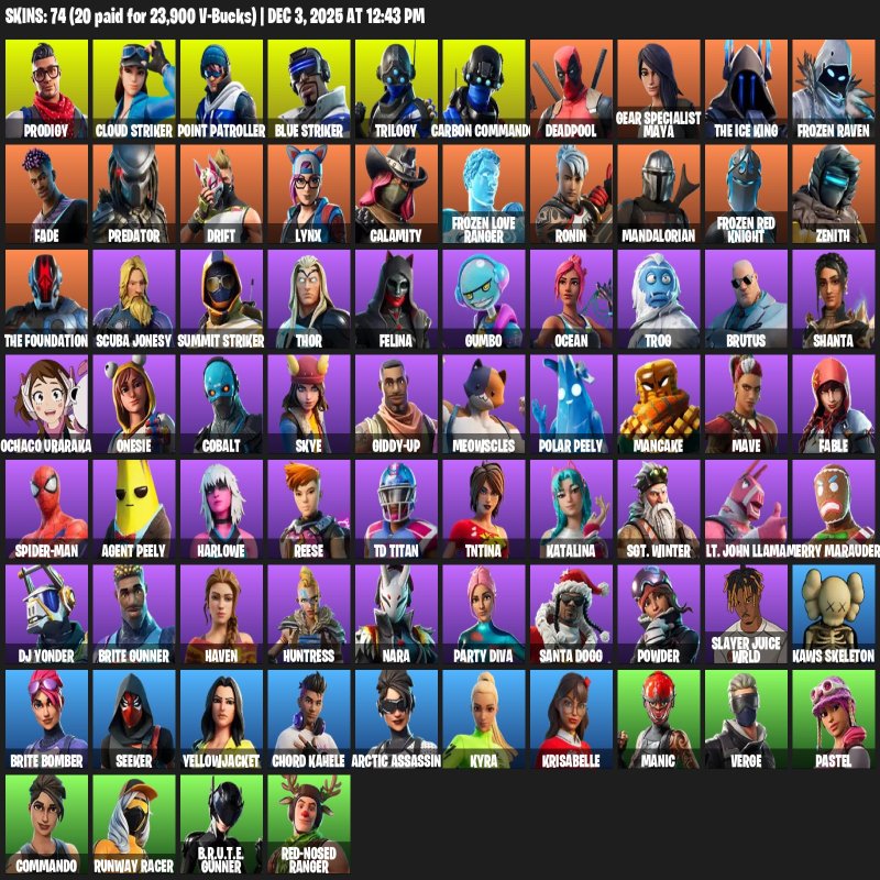 🎨 74 скінів | 🌟 Fortnite акаунт