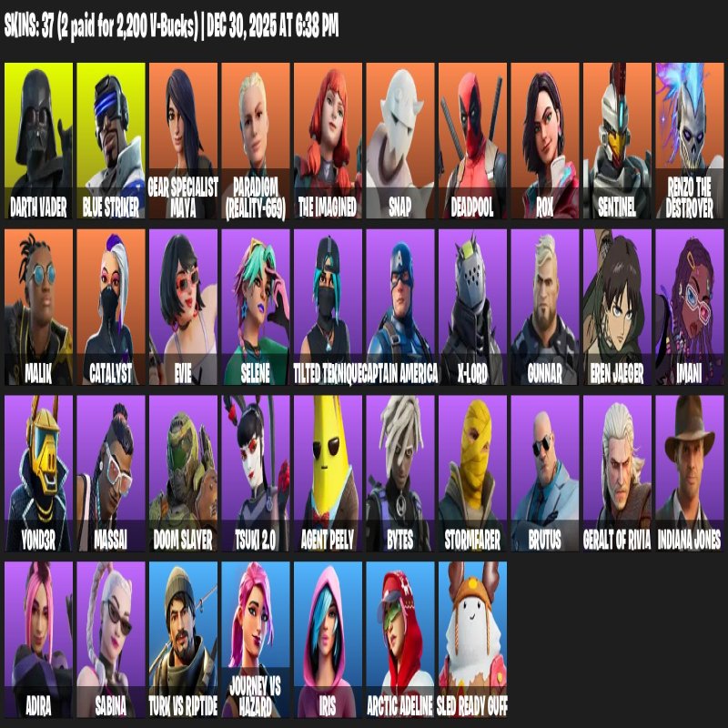 🎨 37 скінів | 🌟 Fortnite акаунт