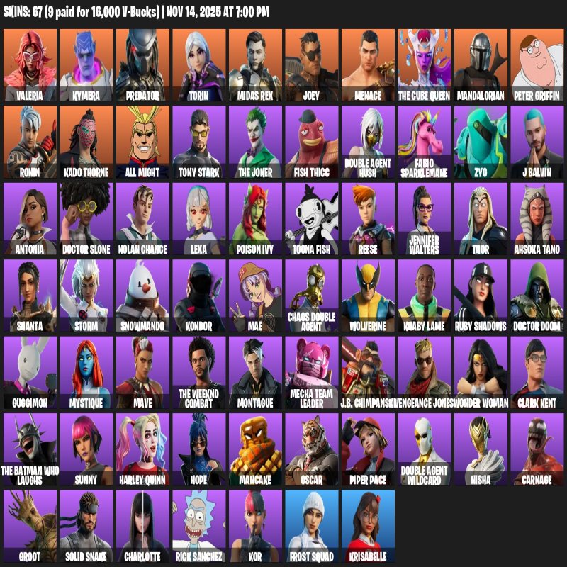 🎨 67 скінів | 🌟 Fortnite акаунт