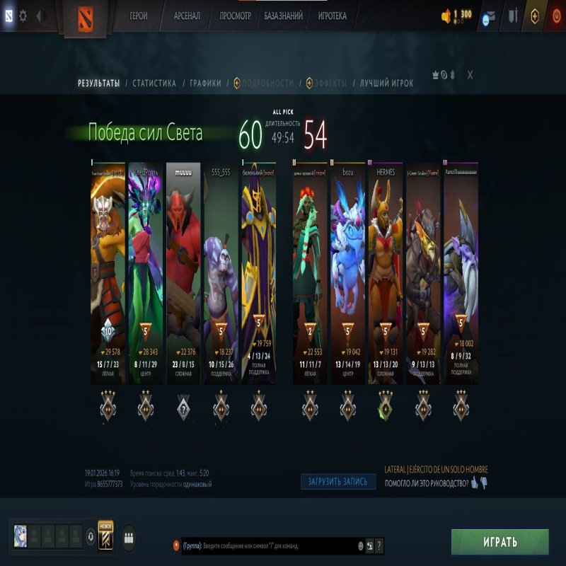 🏅 MMR 1300 | 🕒 526 годин | 🛡 8894