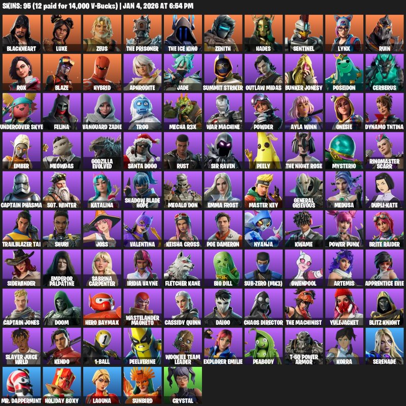 🎨 95 скінів | 🌟 Fortnite акаунт