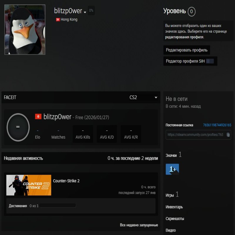 🔥 FACEIT | 🎯 Level 4 (1000 ELO) | 🕒 Ready to play!