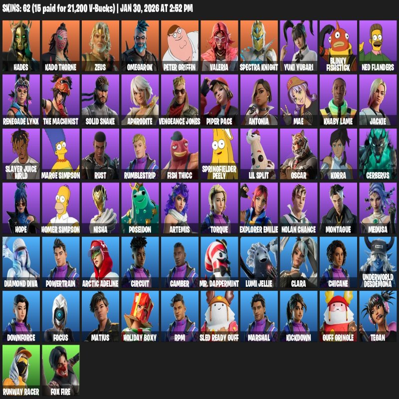 🎨 62 skins | 🌟 Fortnite account