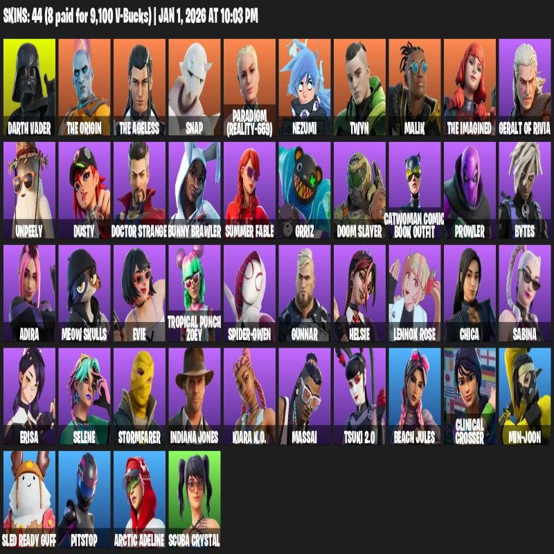 🎨 44 скінів | 🌟 Fortnite акаунт